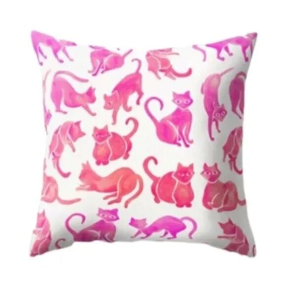 vintage Kitty Cats Pattern Design Zippered Pillowcase for Accent Throw Pillow - Picture 2 of 2